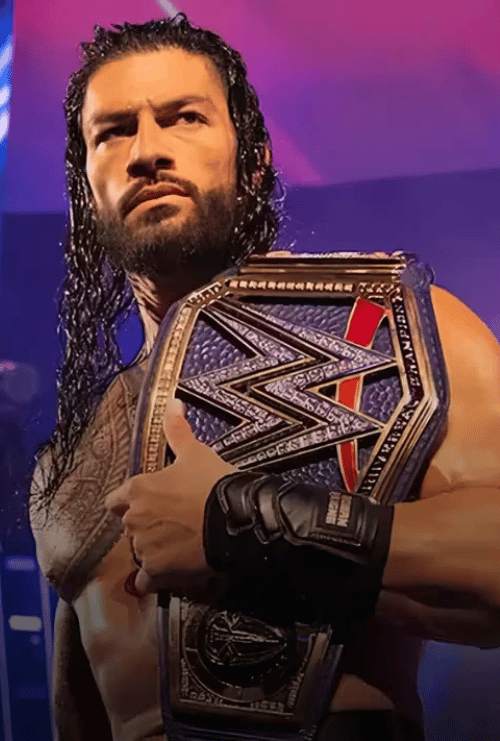 WWE championship wrestler holding title belt, live wrestling events available on reliable IPTV services including Beast IPTV 4K